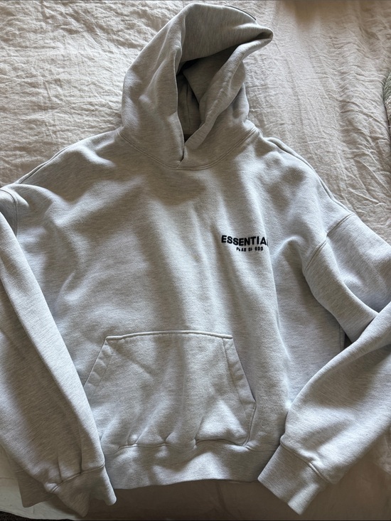 Essentials Other - Essentials Light Gray Men's Pullover Hoodie with Chest Logo